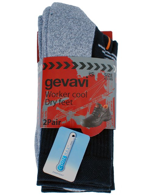 Gevavi Workwear – GW81 Coolmax sok 2 paar/bundel zwart