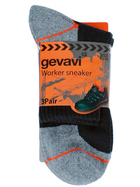 Gevavi Workwear – GW85 Sneaker sok 3 paar/bundel zwart