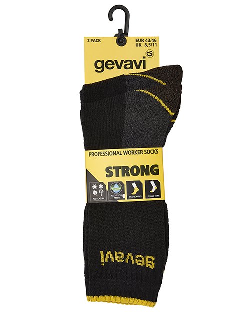Gevavi – ST01 strong sokken 2 paar/bundel zwart