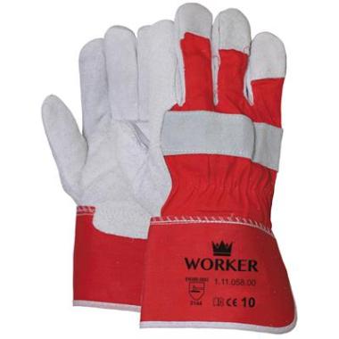 Rundsplitlederen handschoen met rode kap - standaard