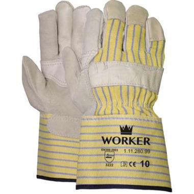 Premium nerflederen handschoen met gele gestreepte kap - standaard