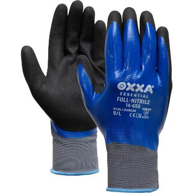 OXXA® Full-Nitrile 14-650 handschoen - zwart/blauw