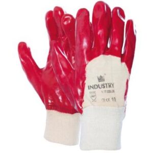 Handschoen PVC rood met tricot manchet en ventilerende rugzijde - rood