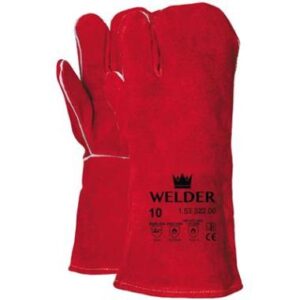 Lashandschoen van rood splitleder, 3-vinger model - standaard