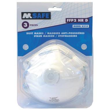 M-Safe 6210 stofmasker FFP2 NR D met uitademventiel in blisterverpakking - wit