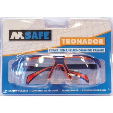 M-Safe Tronador veiligheidsbril in blisterverpakking - blauw/oranje