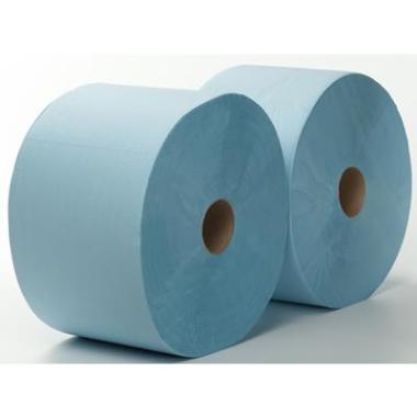 3-laags Maxirol poetsrol, 360 m x 23 cm, recycled, blauw - blauw