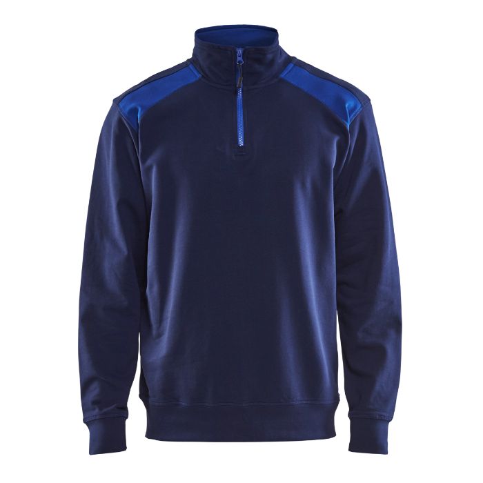 Blåkläder Sweatshirt bi-colour met halve rits 33531158 - Marineblauw/Korenblauw