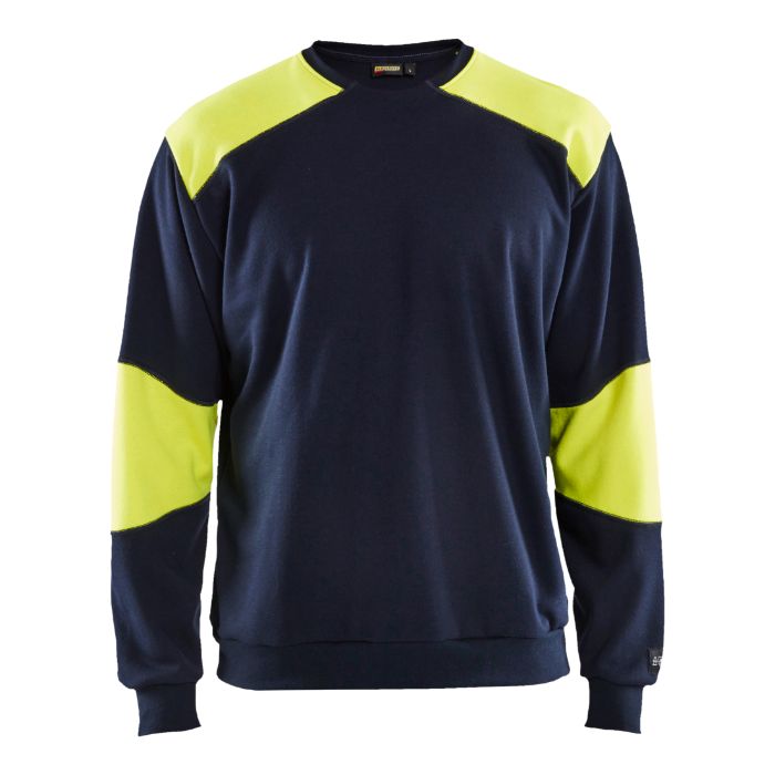 Blåkläder Vlamvertragend sweatshirt 34581762 - Marine/High Vis Geel