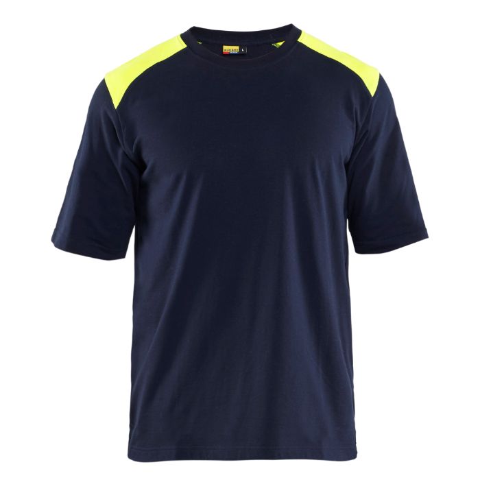 Blåkläder Vlamvertragend T-shirt 34761737 - Marine/High Vis Geel