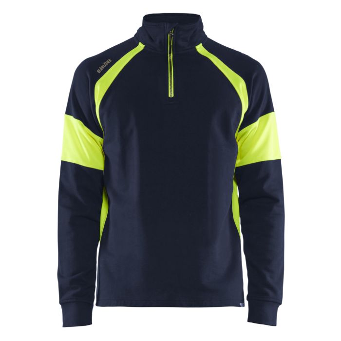 Blåkläder Sweatshirt met High Vis zones 35501158 - Marine/High Vis Geel