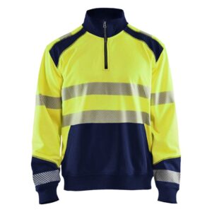 Blåkläder Sweatshirt halve rits High Vis 35562528 - High Vis Geel/Marineblauw
