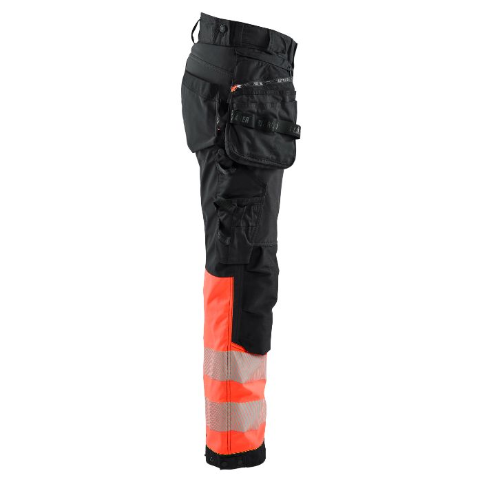 Blåkläder Dames Softshell Werkbroek High Vis 71142513 - Zwart/High Vis Rood