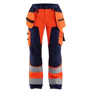 Blåkläder Dames werkbroek High Vis met spijkerzakken 71561811 - High Vis Oranje/Marineblauw