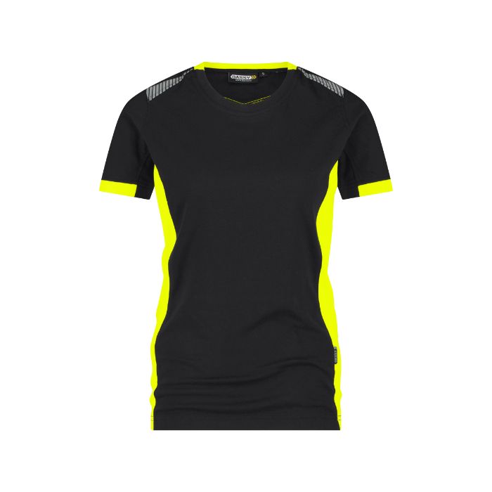 DASSY® Tampico Women T-shirt voor dames 710070 - ZWART/FLUOGEEL