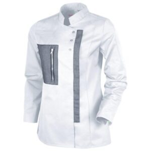 De Berkel NAOMI - Dames koksbuis wit/zwart denim - denim