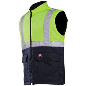 Sioen 1666 Bravone bodywarmer - fluo geel/marineblauw