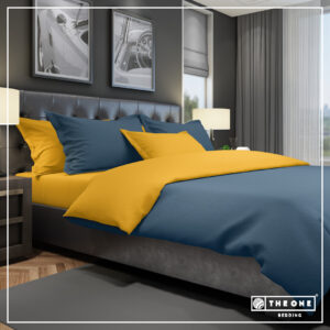 The one Klassiek Beddengoed Eenpersoonsbed 160 x 220 cm + 30 cm T1-BC borduren - Indigo / Gold