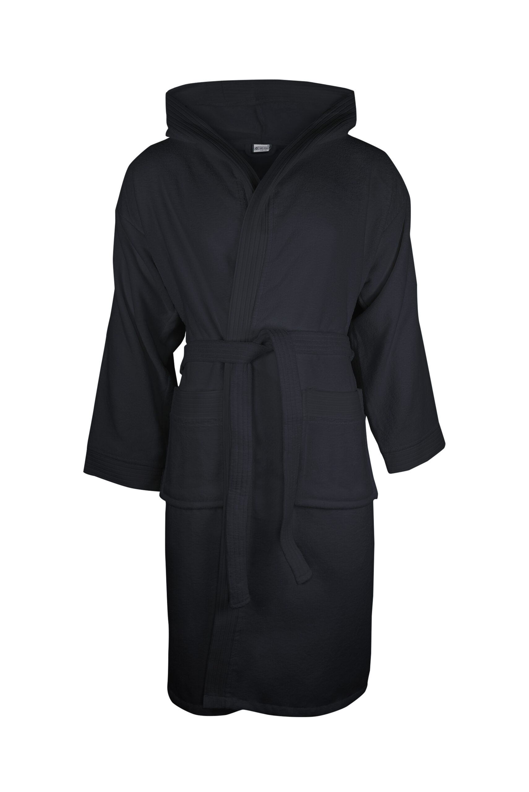 The one Velours Badjas met Capuchon T1-Bvelour borduren - Anthracite