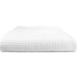 The one Wafelstructuur Handdoek 100 x 150 cm T1-WaffleT borduren - White