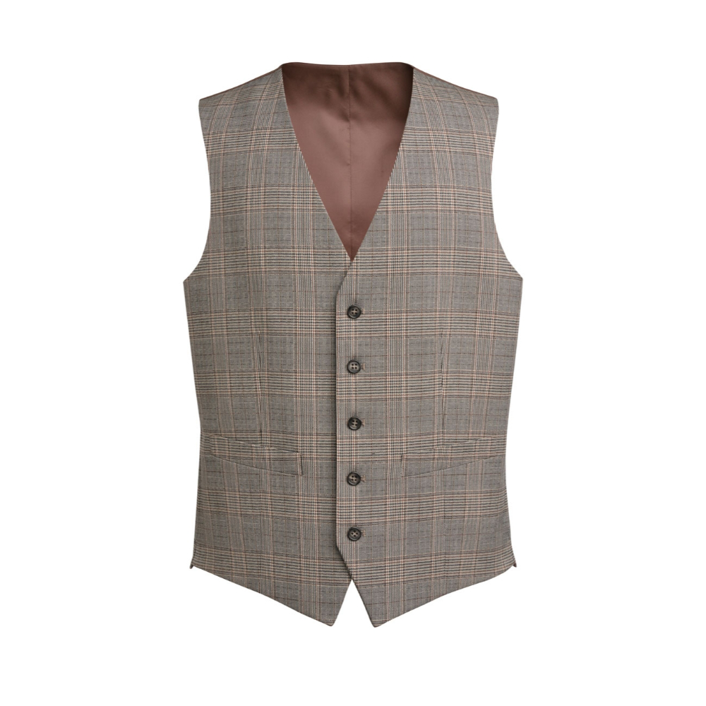 Brook Taverner Emilio Check Waistcoat 1726 - Grey Check