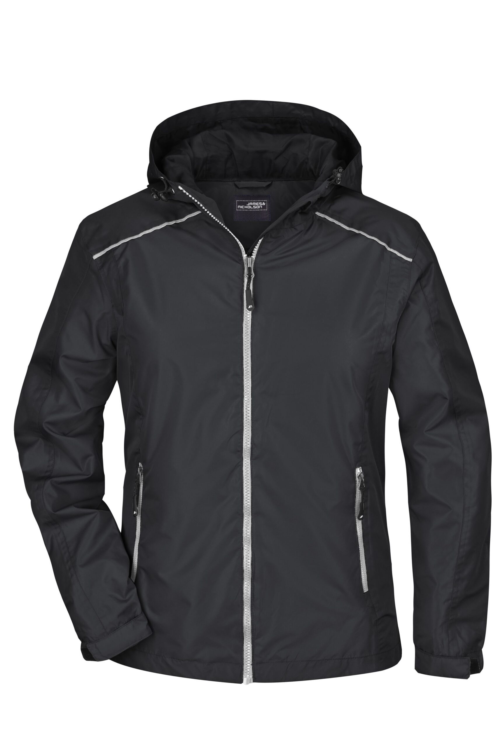 James & Nicholson Ladies' Rain Jacket JN1117 - black/silver