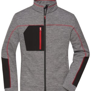 James & Nicholson Ladies' Structure Fleece Jacket JN1817 - carbon-melange/black/red