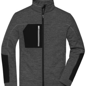 James & Nicholson Men's Structure Fleece Jacket JN1818 - black-melange/black/silver