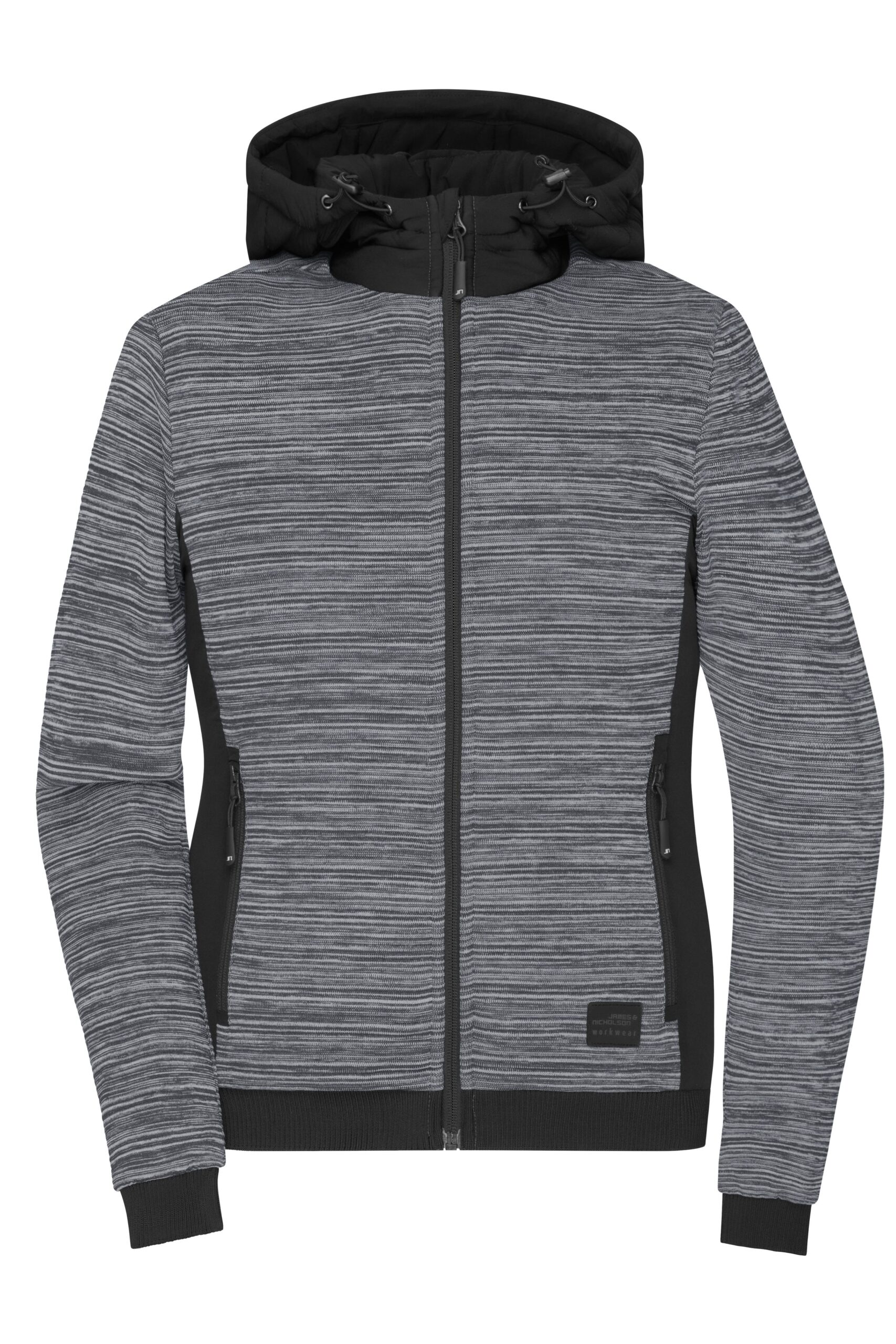 James & Nicholson Ladies' Padded Hybrid Jacket JN1843 - carbon-melange/black