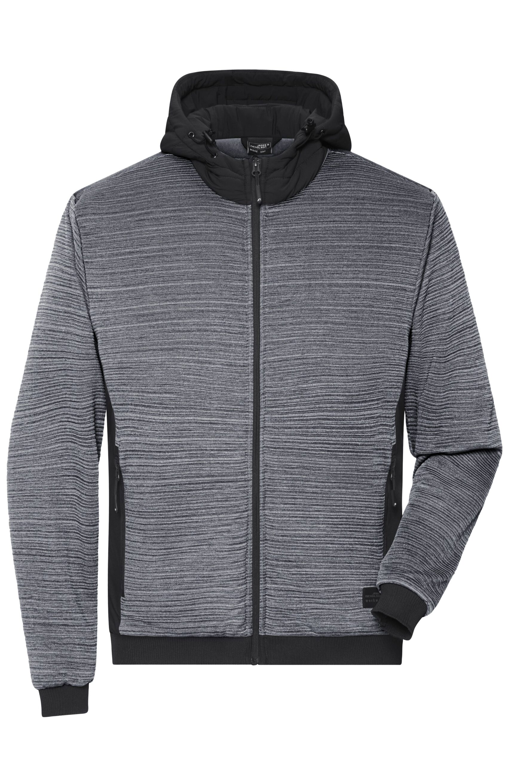 James & Nicholson Men's Padded Hybrid Jacket JN1844 - carbon-melange/black