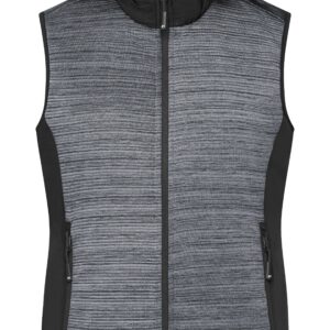 James & Nicholson Ladies' Padded Hybrid Vest JN1847 - carbon-melange/black