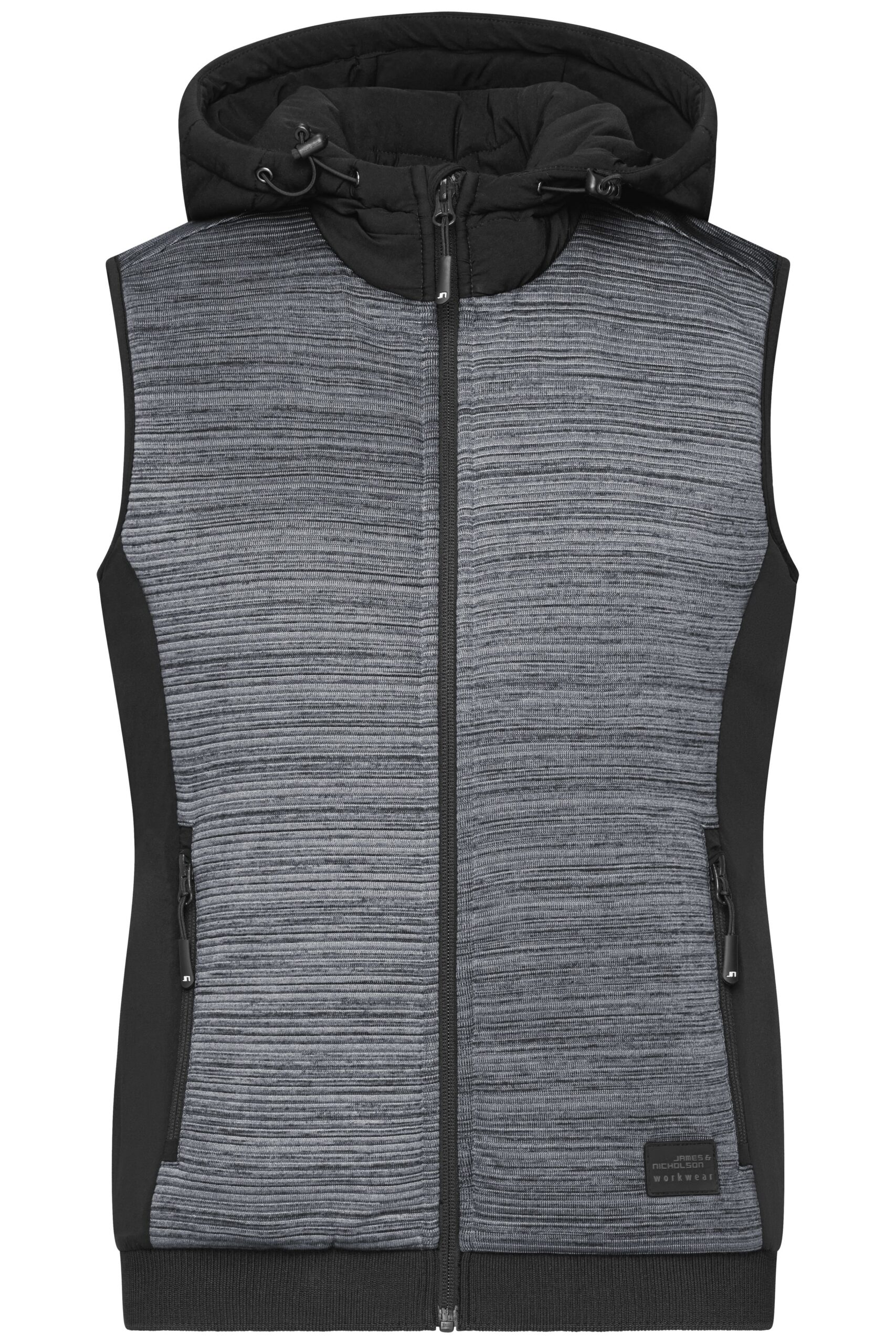 James & Nicholson Ladies' Padded Hybrid Vest JN1847 - carbon-melange/black
