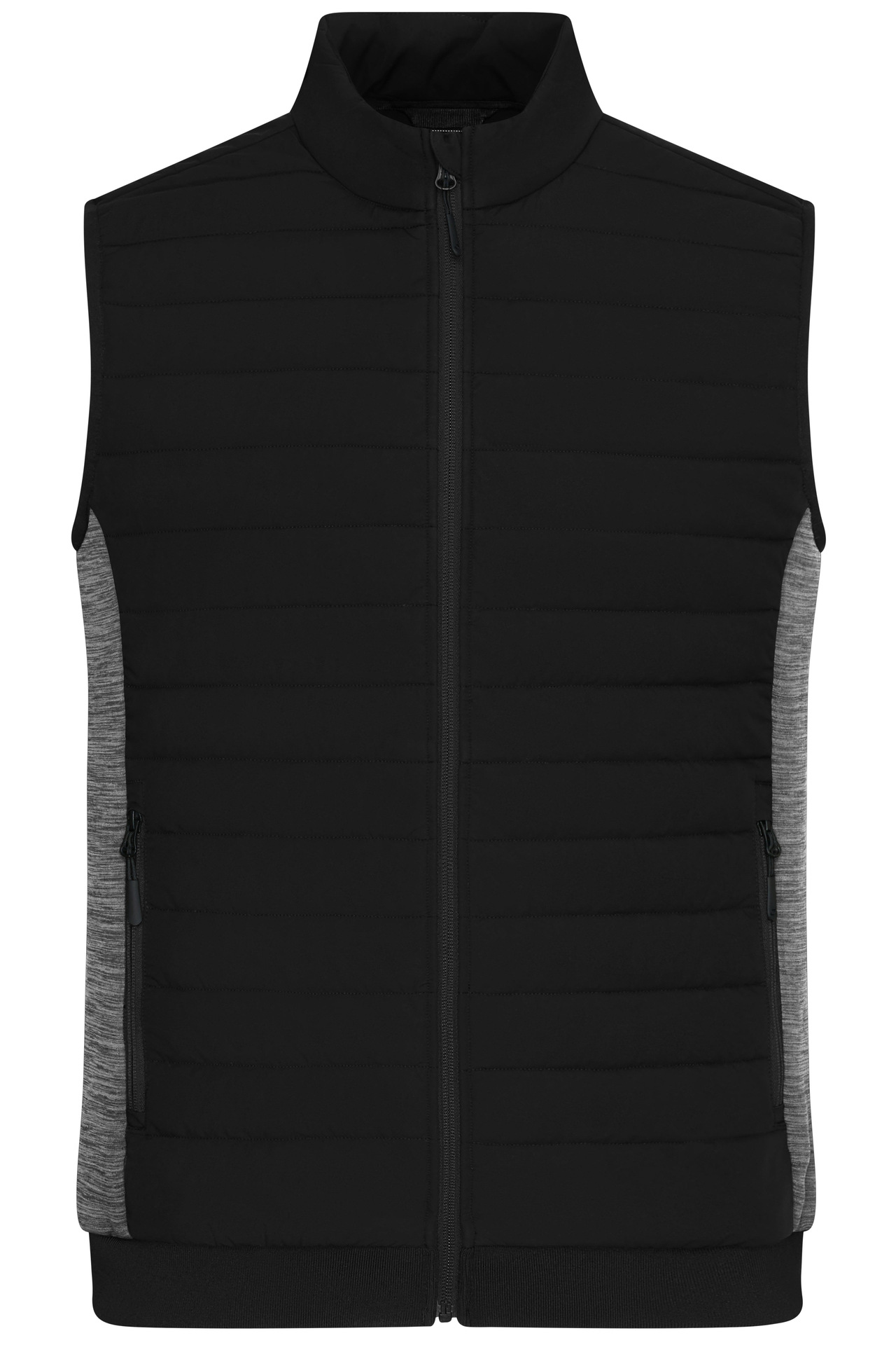 James & Nicholson Men's Padded Hybrid Vest JN1864 - black/carbon-melange