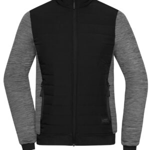 James & Nicholson Ladies' Padded Hybrid Jacket JN1865 - black/carbon-melange