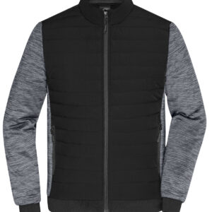 James & Nicholson Men's Padded Hybrid Jacket JN1866 - black/carbon-melange