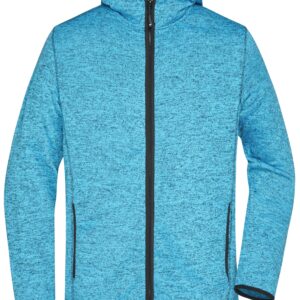 James & Nicholson Men's Knitted Fleece Hoody JN589 - blue-melange/black