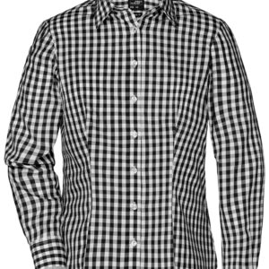 James & Nicholson Ladies' Checked Blouse JN616 - black/white