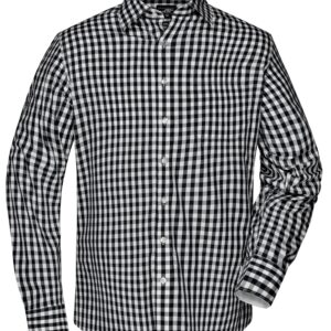 James & Nicholson Men's Checked Shirt JN617 - black/white