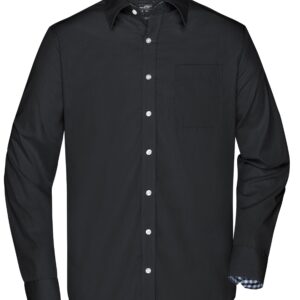 James & Nicholson Men's Plain Shirt JN619 - black/black-white