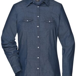 James & Nicholson Ladies' Denim Blouse JN628 - dark-denim