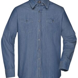 James & Nicholson Men's Denim Shirt JN629 - light-denim