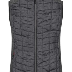James & Nicholson Ladies' Knitted Hybrid Vest JN739 - grey-melange/anthracite-melange