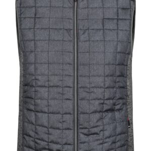 James & Nicholson Men's Knitted Hybrid Vest JN740 - grey-melange/anthracite-melange