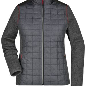James & Nicholson Ladies' Knitted Hybrid Jacket JN741 - grey-melange/anthracite-melange