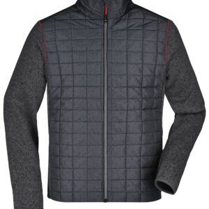 James & Nicholson Men's Knitted Hybrid Jacket JN742 - grey-melange/anthracite-melange
