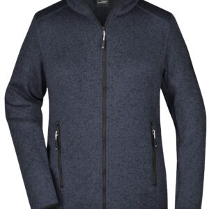 James & Nicholson Ladies' Knitted Fleece Jacket JN761 - dark-grey-melange/silver