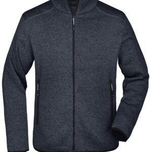 James & Nicholson Men's Knitted Fleece Jacket JN762 - dark-grey-melange/silver