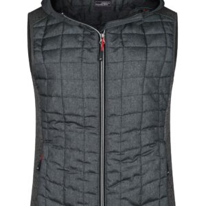James & Nicholson Ladies' Knitted Hybrid Vest JN767 - grey-melange/anthracite-melange