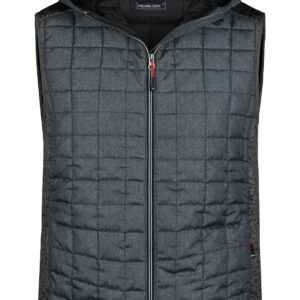 James & Nicholson Men's Knitted Hybrid Vest JN768 - grey-melange/anthracite-melange