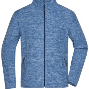 James & Nicholson Men's Fleece Jacket JN770 - blue-melange/navy